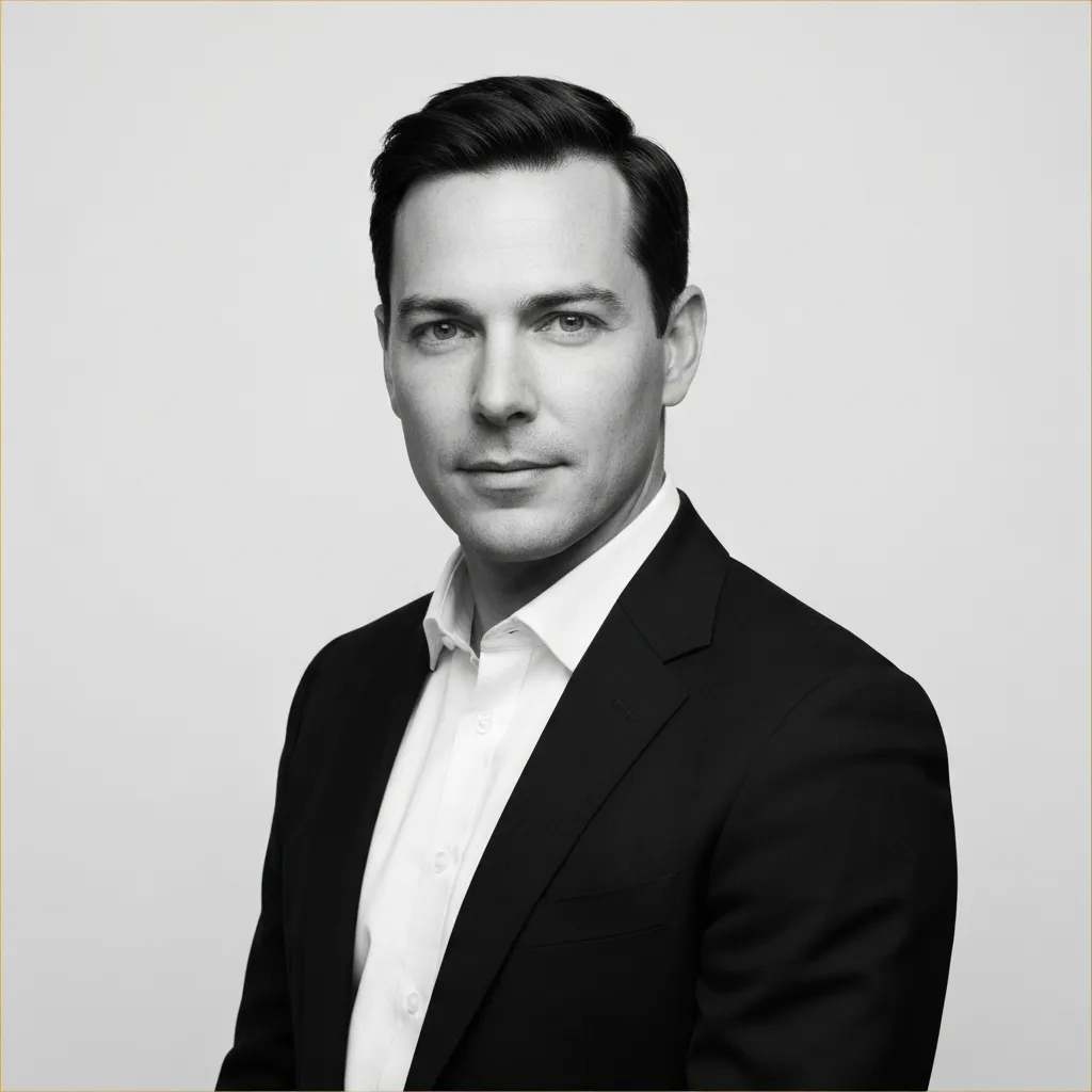 Black and white editorial portrait of Julian Craig