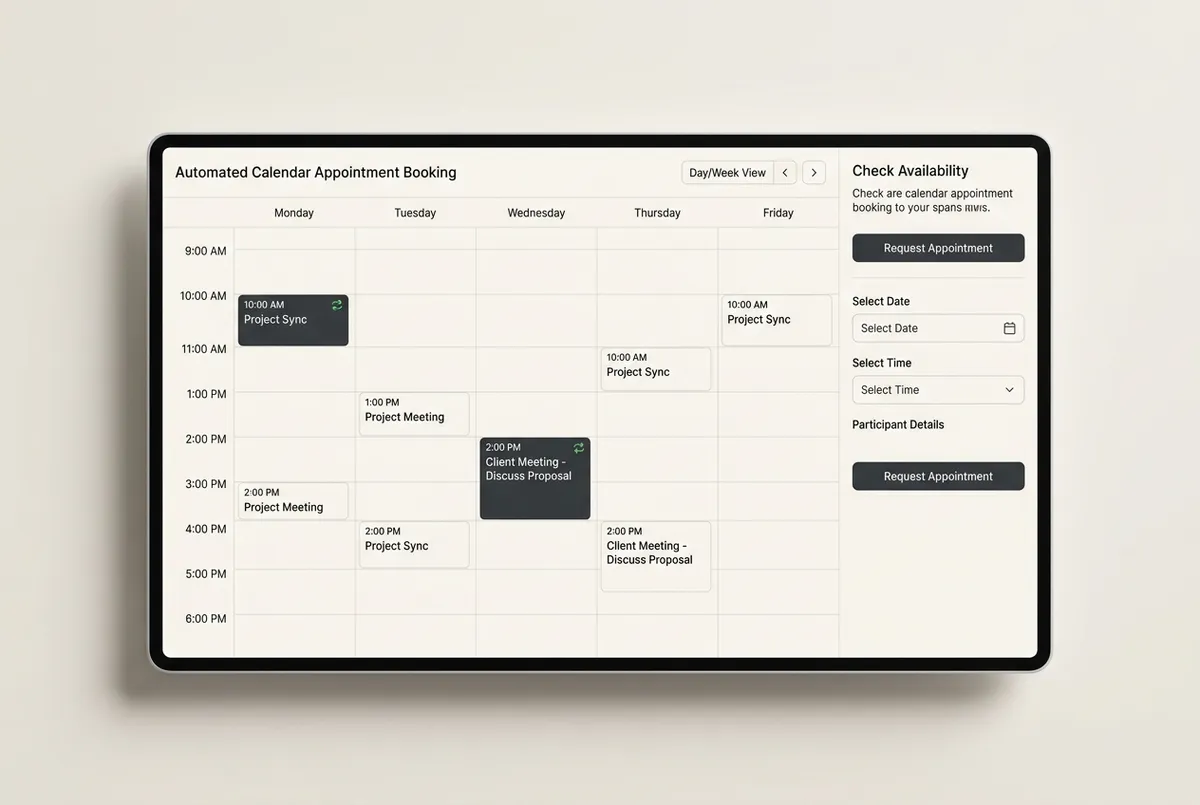 Automated calendar appointment booking system with two-way synchronization