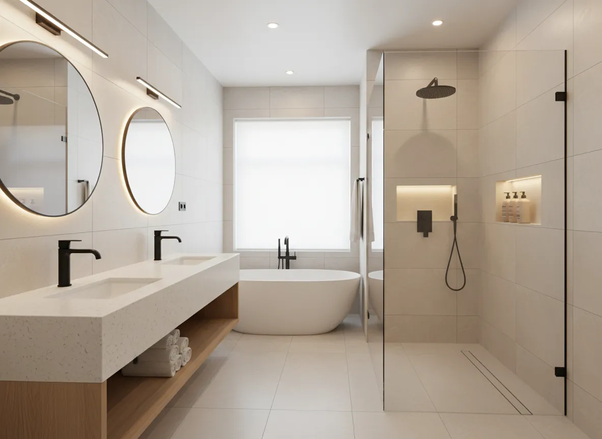 Renovated modern bathroom after fix and flip