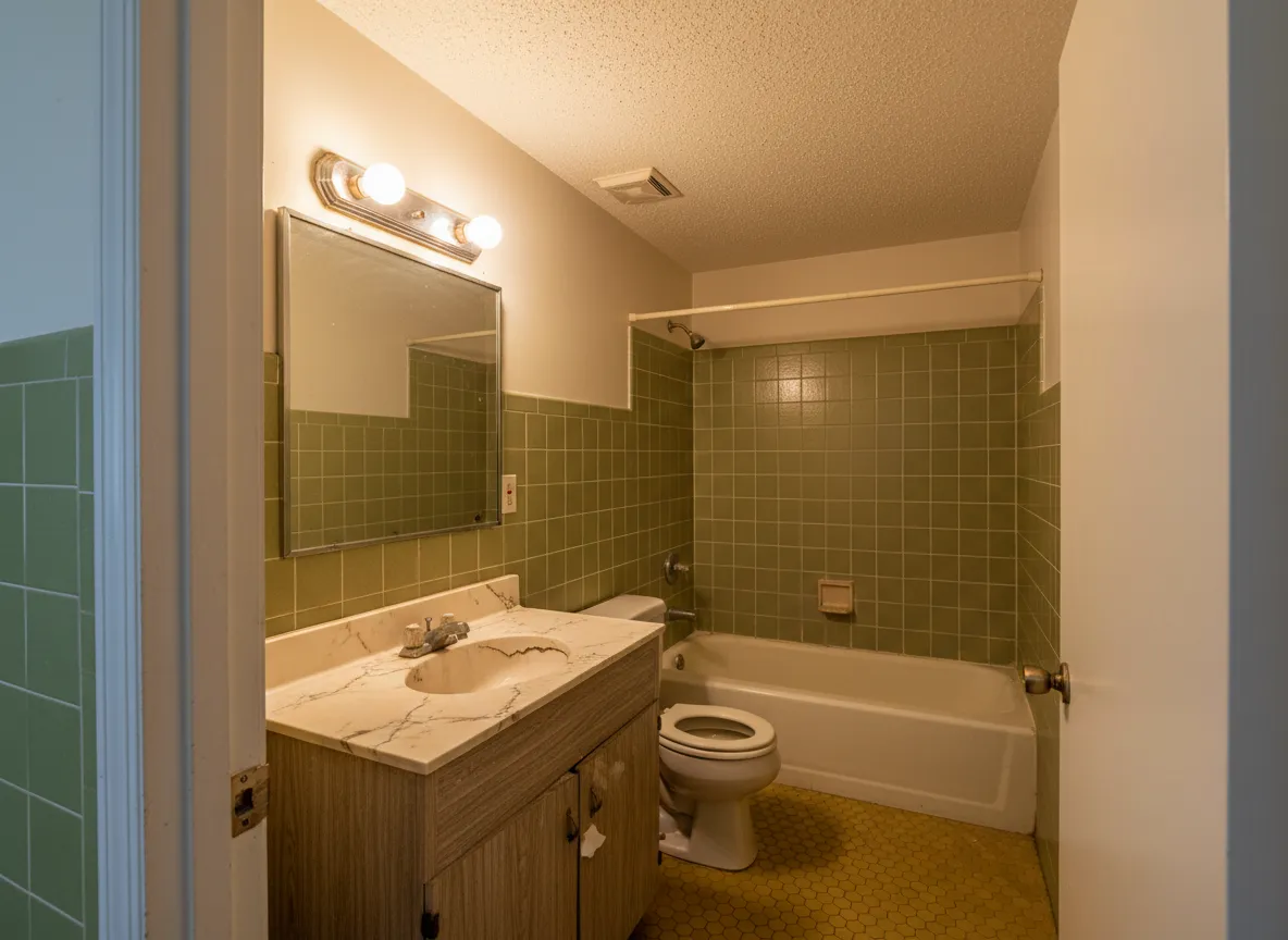Outdated bathroom before fix and flip
