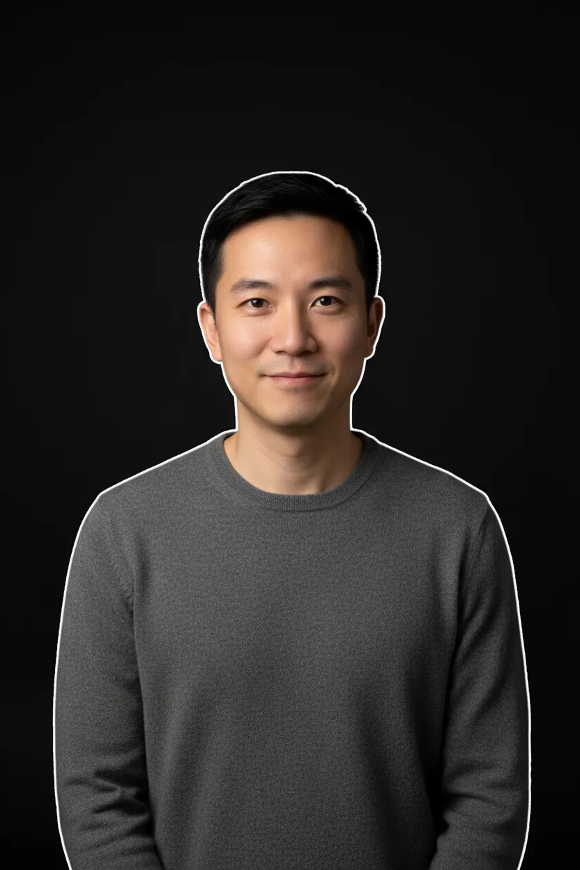 Portrait of the founder, approachable and professional, studio quality.