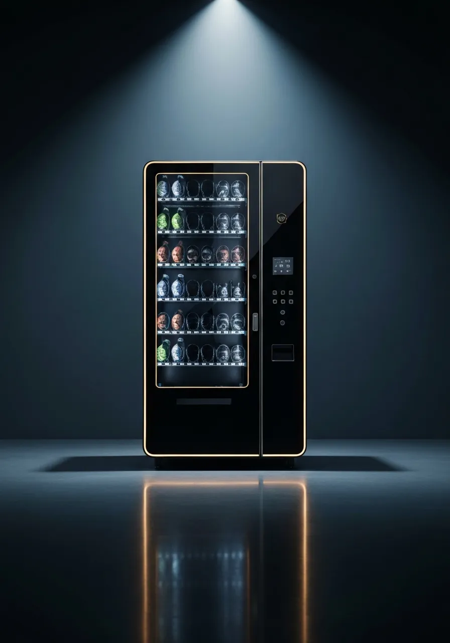 Sleek vending unit in a polished high-end office environment