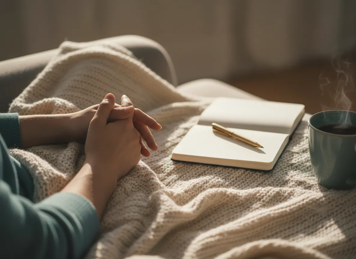 Hands resting gently, symbolizing calm and regulation