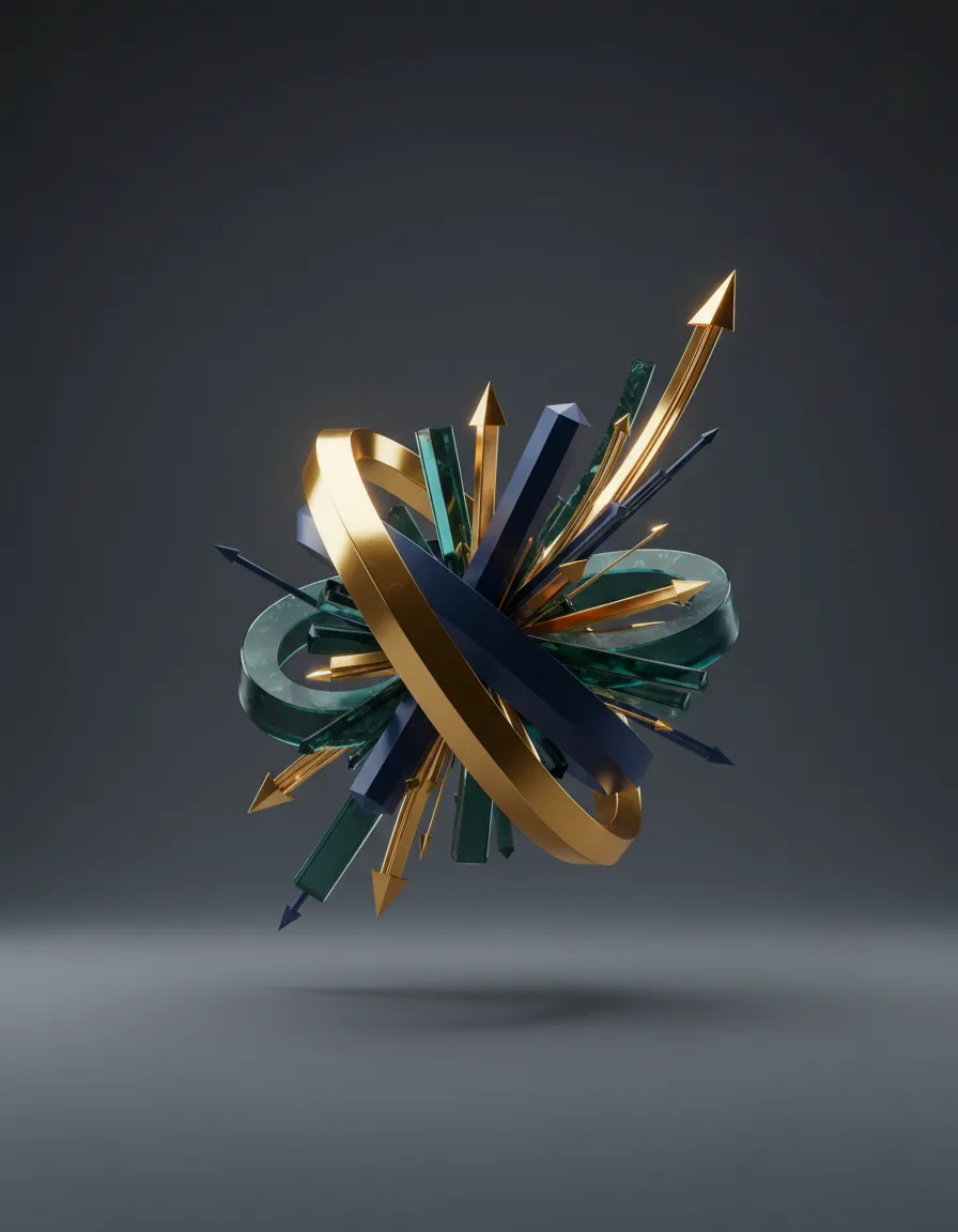 Abstract 3D visual representing strategic mindset and growth
