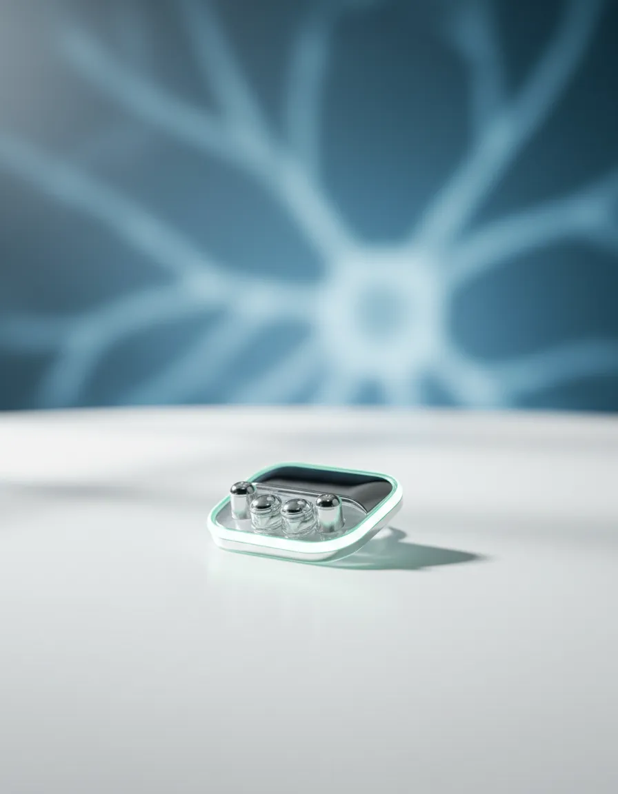 A clean, soft-focus macro image of a clinical sensor