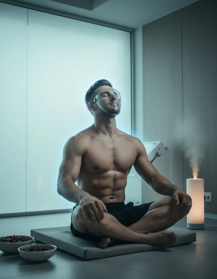 Athlete recovering in a clinical spa setting