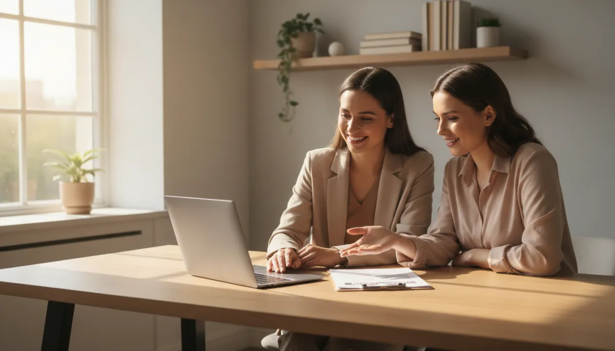 Homeowner reviewing mortgage options with advisor at a table
