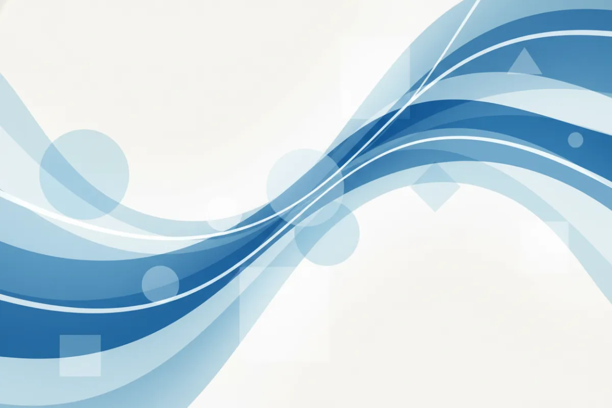 Abstract calming blue and white illustration with soft flowing lines and subtle geometric shapes, evoking a sense of clarity and balance, no people or objects, modern minimal style