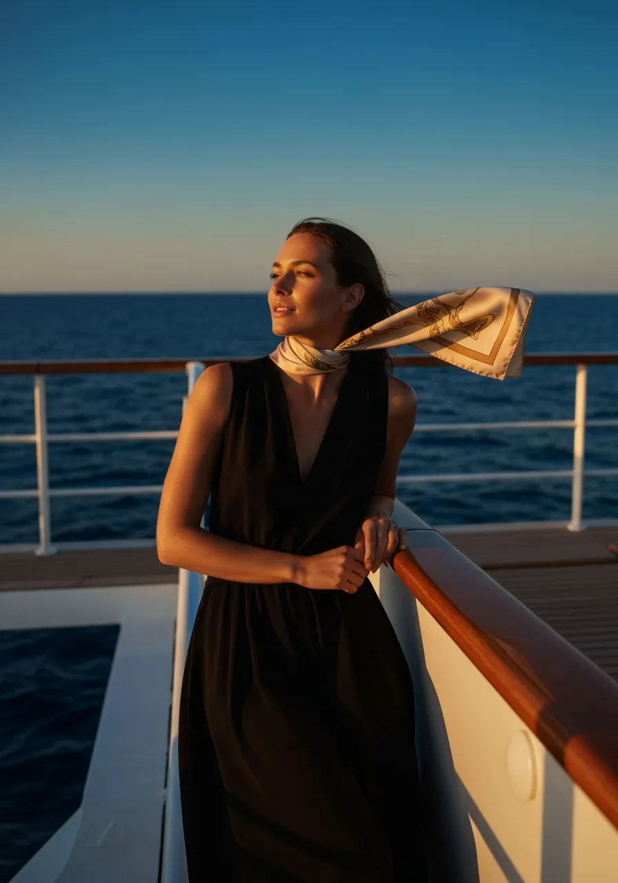 A traveler enjoying a serene, high-end private deck experience