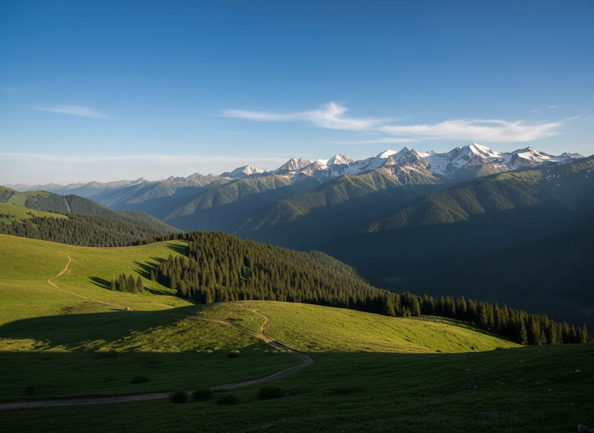 Montañas del Tien Shan cerca de Almaty en Kazajistán