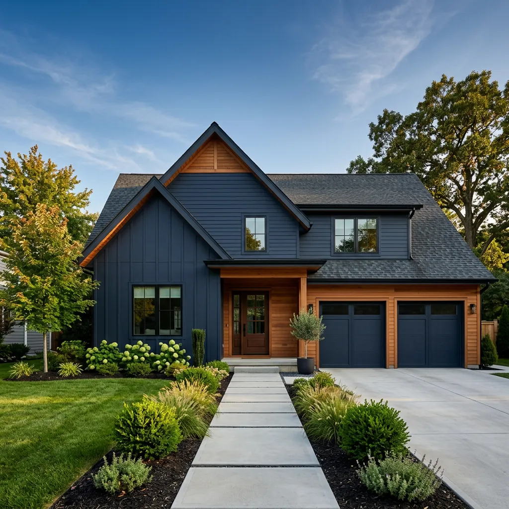 Modern residential home with architectural shingle roof and pristine curb appeal