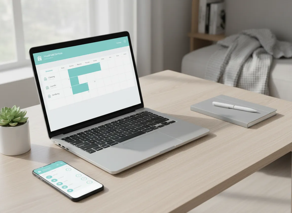 Renovatieproject en timmerwerk getoond op smartphone en laptop