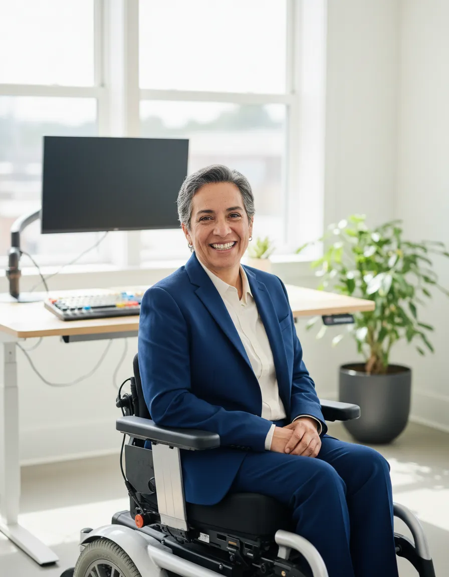 Founder of Inclusive Inc with adaptive equipment