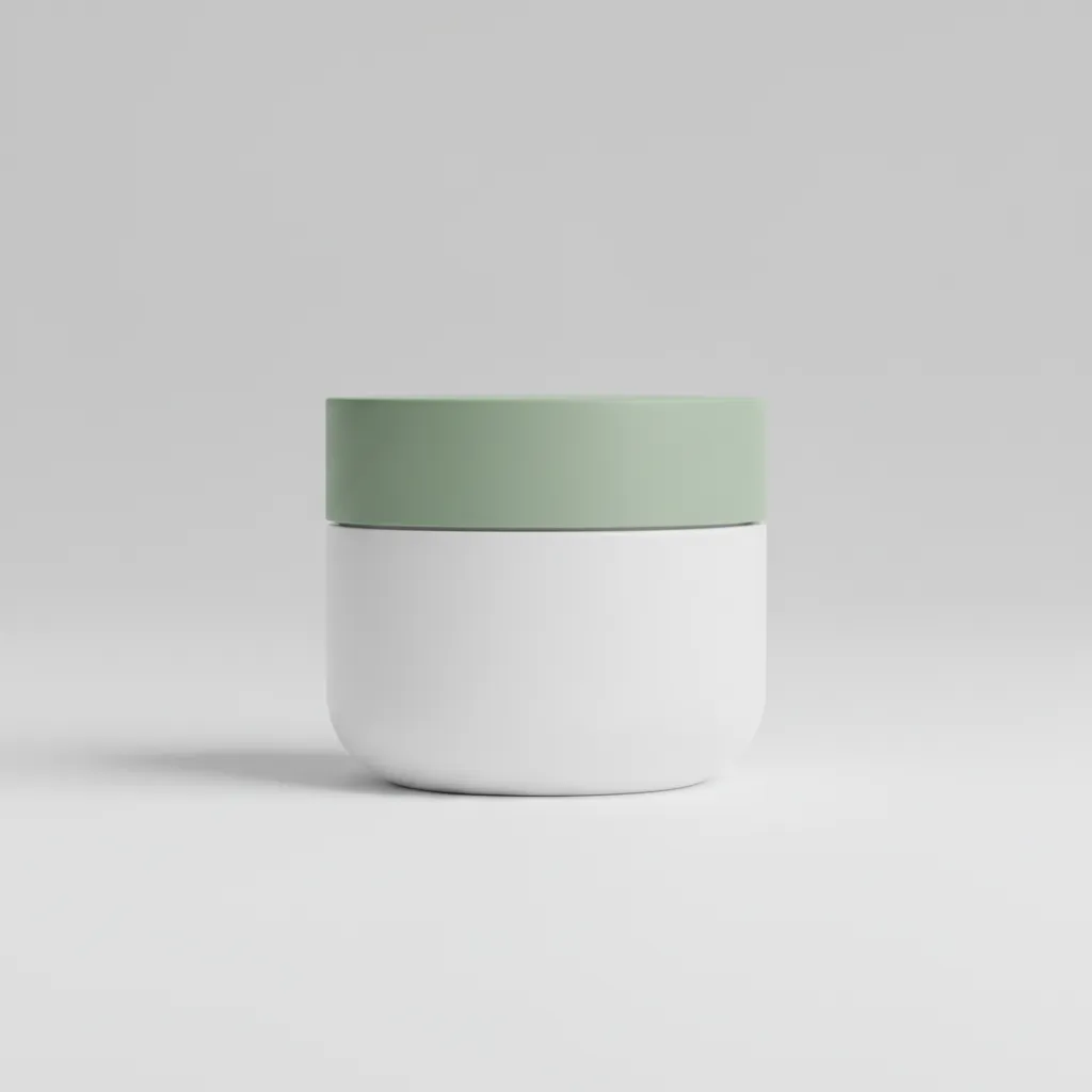 Produit VALMORIA isolé : pot crème blanc au couvercle vert