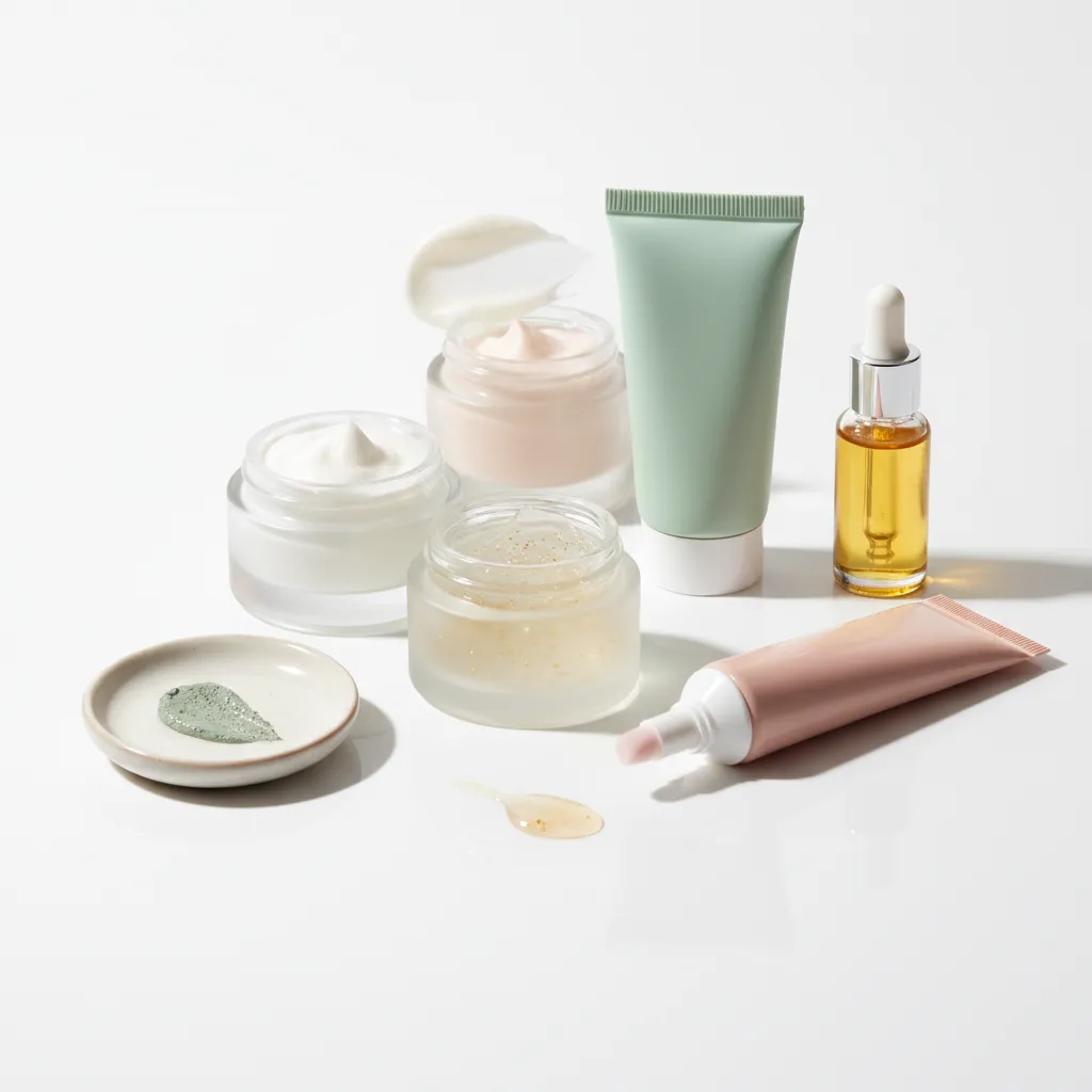 Catégorie VISAGE - textures soin pots et tubes photoréaliste