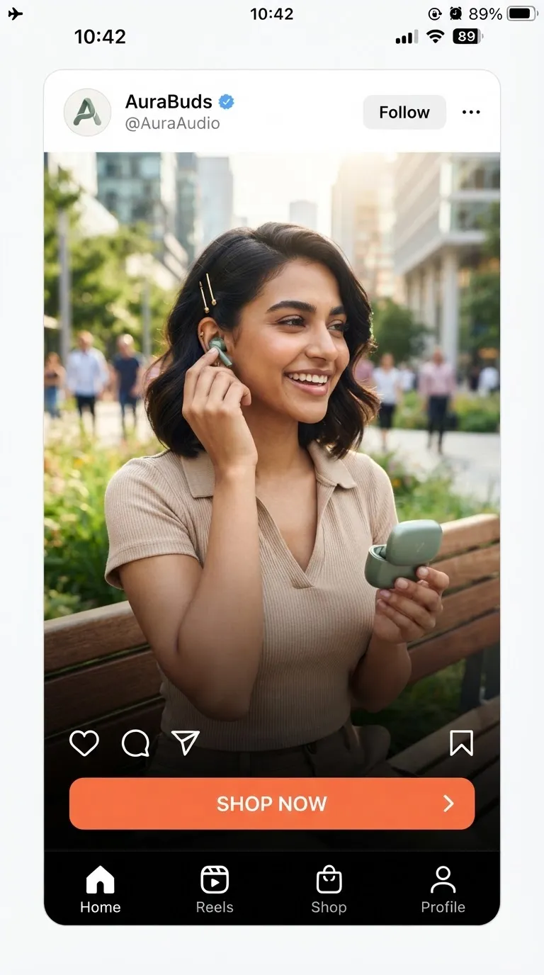 Vertical video ad preview showcasing direct response offer display, review badges, and clear conversion prompt