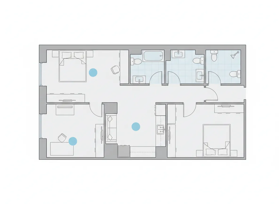 Two bedroom apartment layout illustration