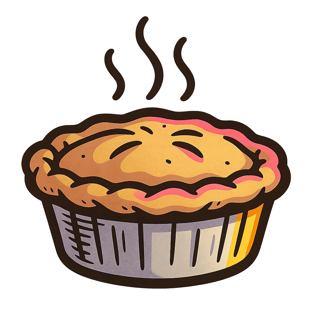 Illustrated Family Sized Deep Dish Pie with hand-crimped crust