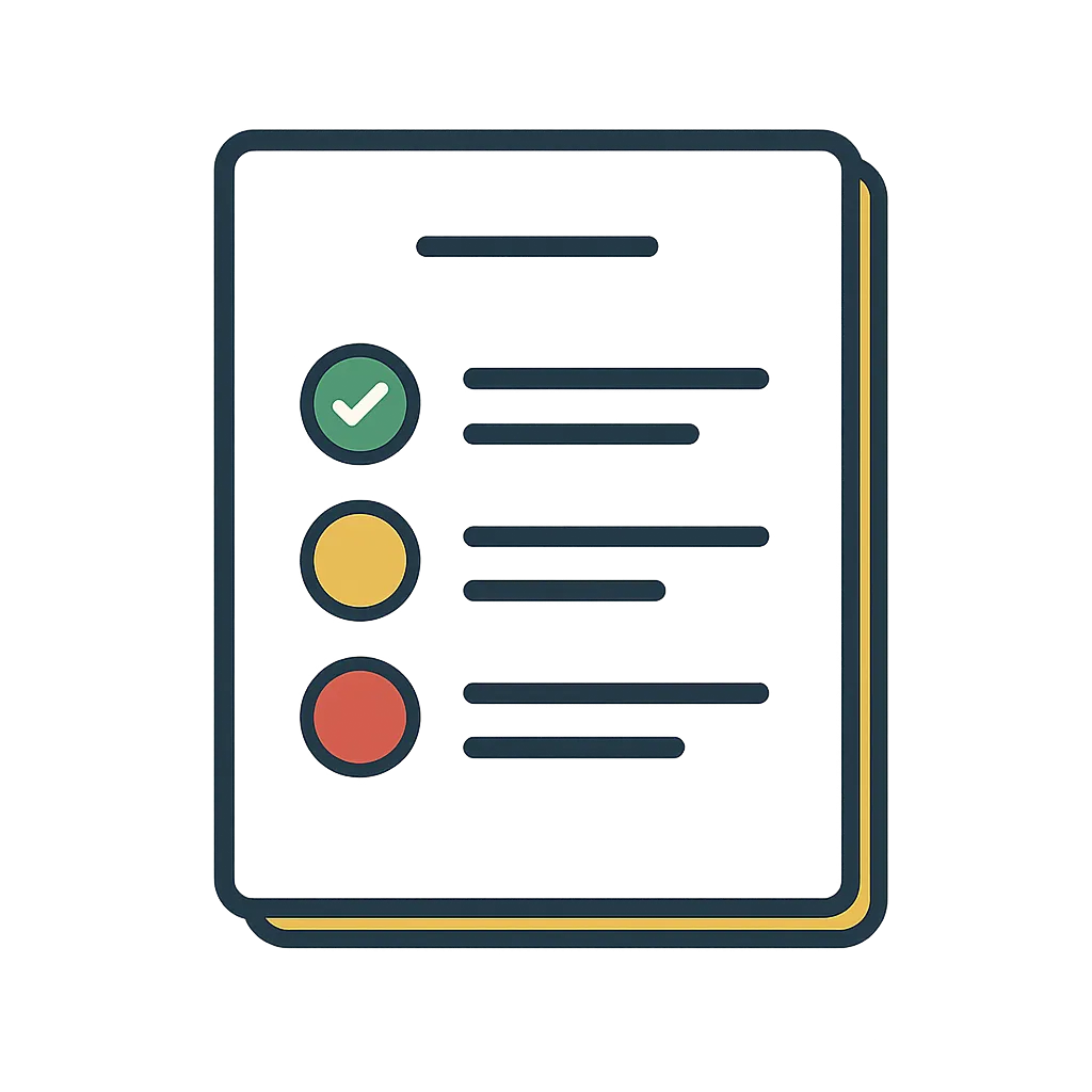 Clean, flat graphic illustration of the 7-Point Enrollment Checklist document with green, yellow, and red status indicators