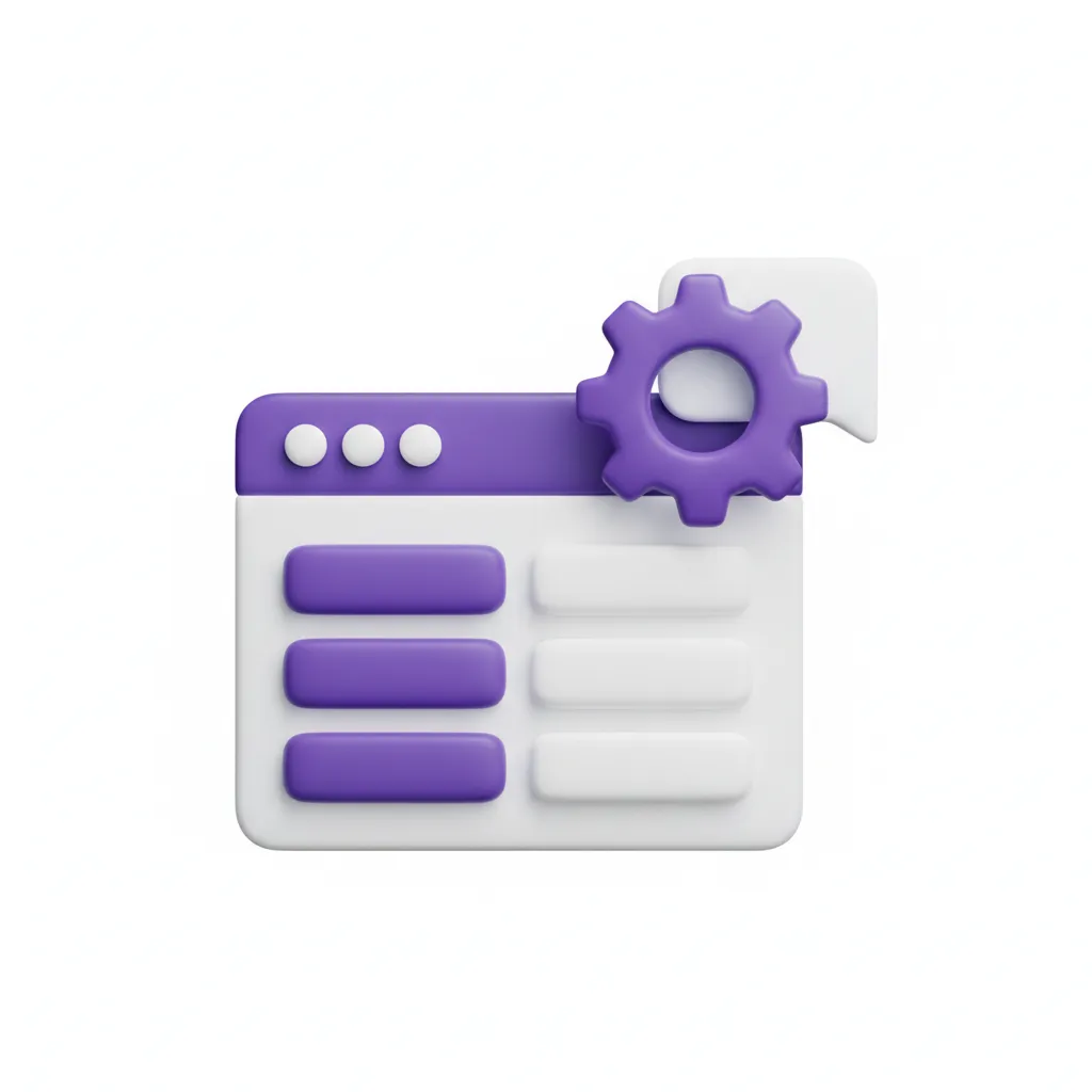3D violet and black modern icon representing smart website development and web automation