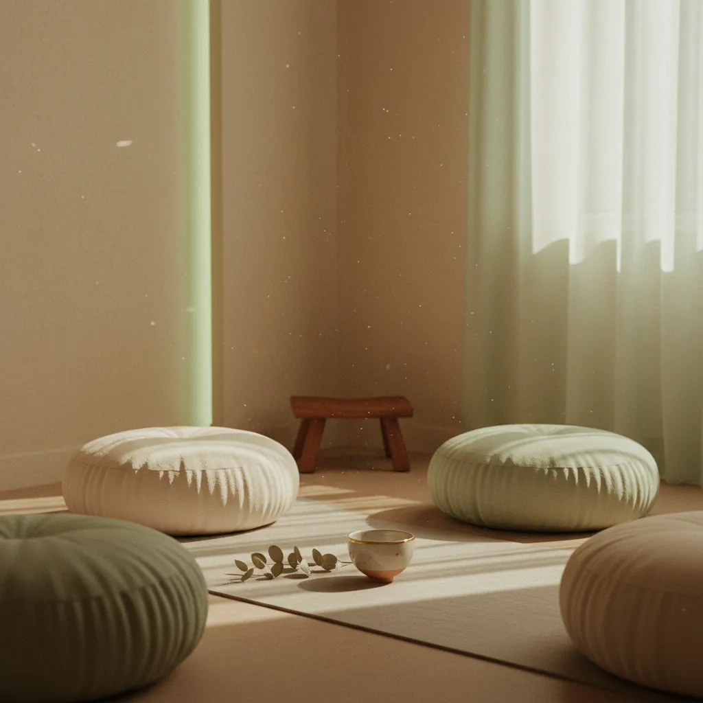 Soft grainy photograph of a breathwork space