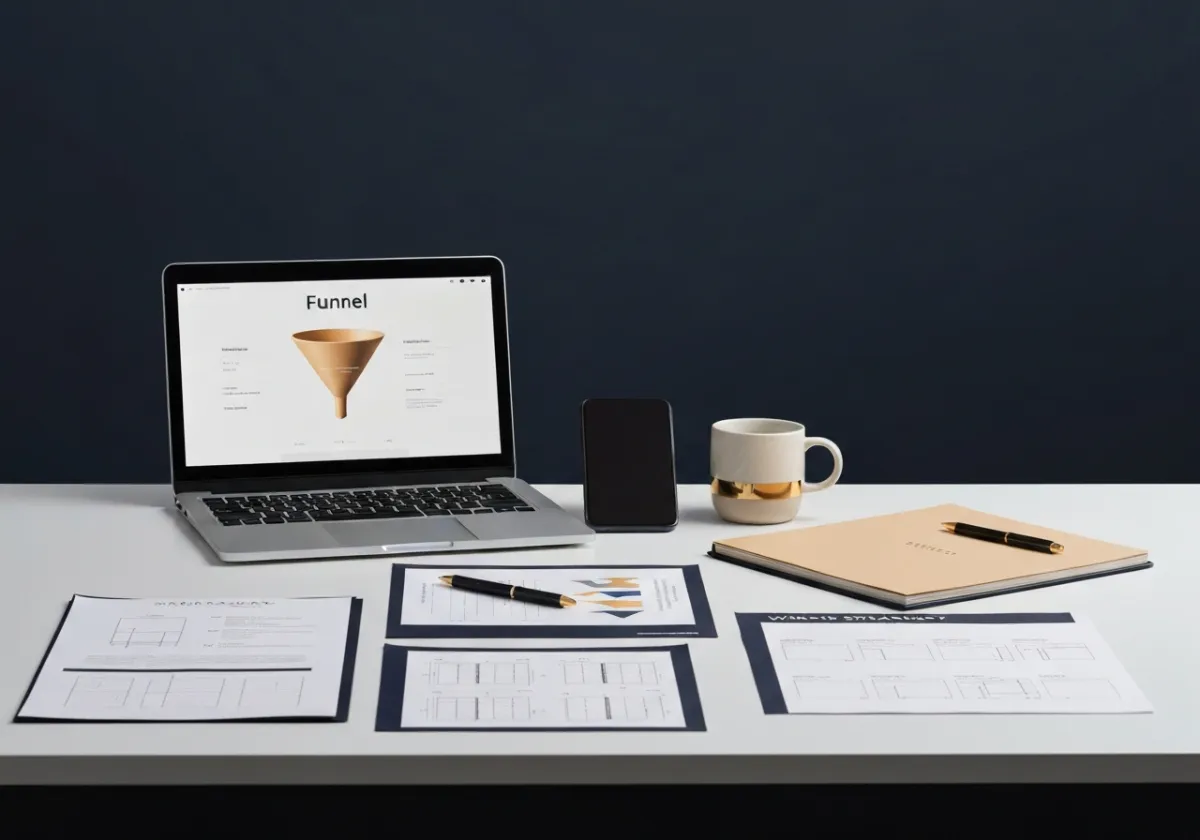 Maricar Belarmino minimalist office workspace and strategy documents
