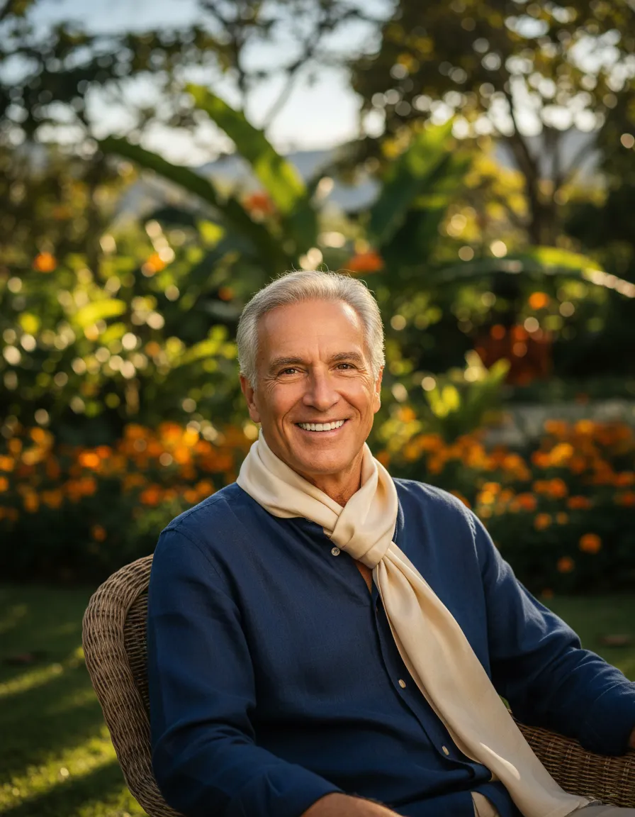 A confident patient smiling after full-mouth restoration with Straumann implants in Costa Rica