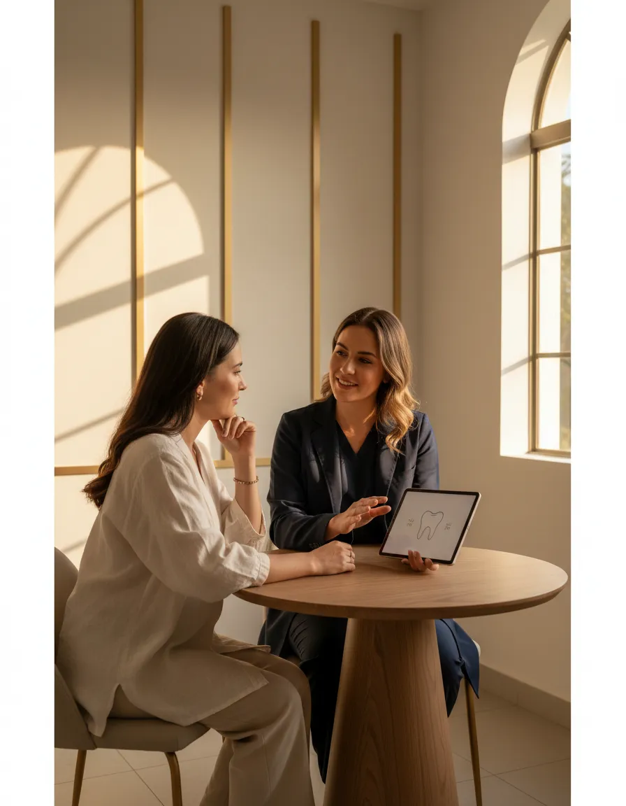 Dentist holding a personalized consultation with a dental implant patient