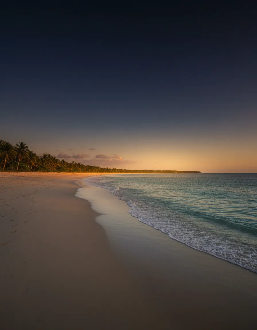 Calm coastal tide gently lapping on a quiet beach