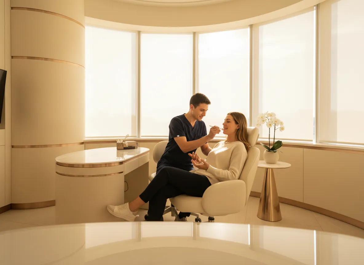 Patient attending follow-up appointments and monitoring temporary teeth fit