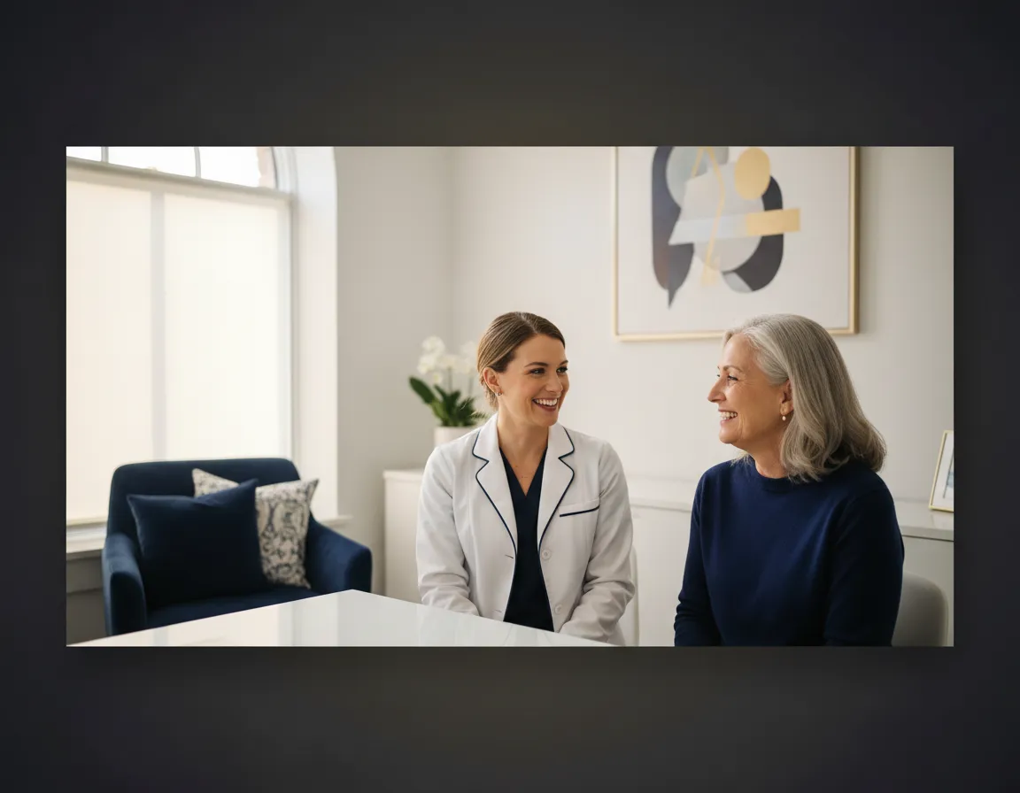 Friendly English-speaking patient coordinator consulting with a patient