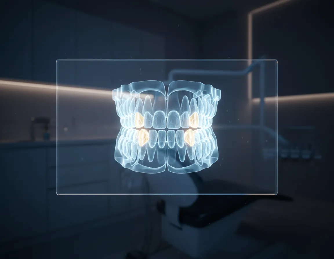 Specialist planning a full-mouth restoration using digital 3D imaging