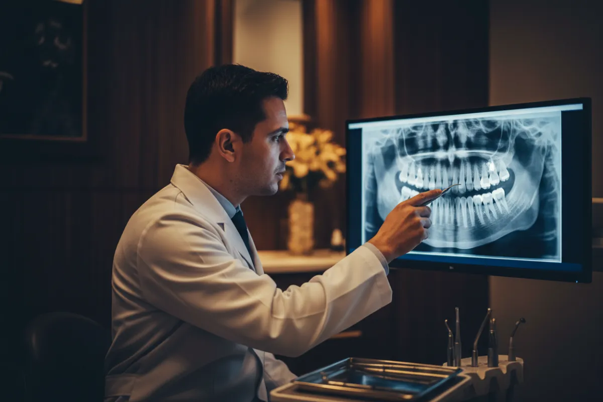 Doctor reviewing dental X-ray