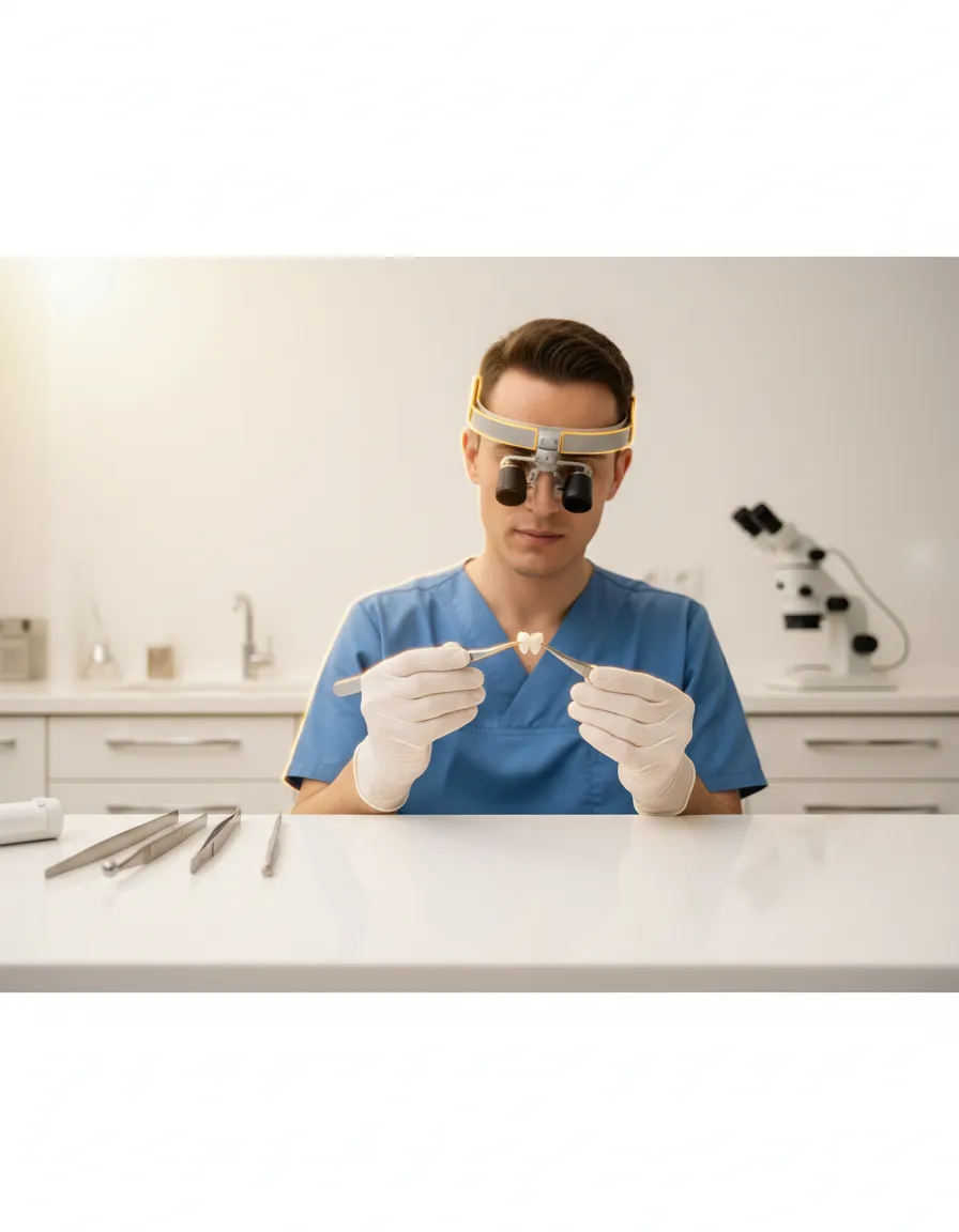 Dental professional in a high-tech lab