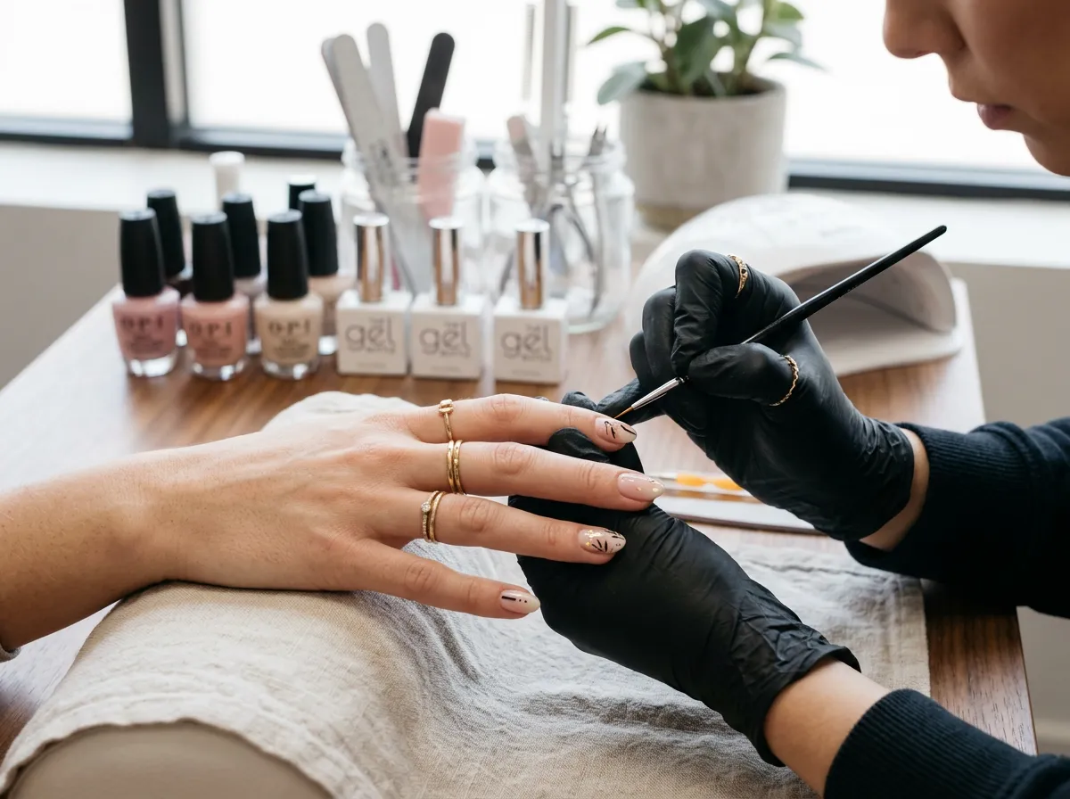 Close up of hands painting nails