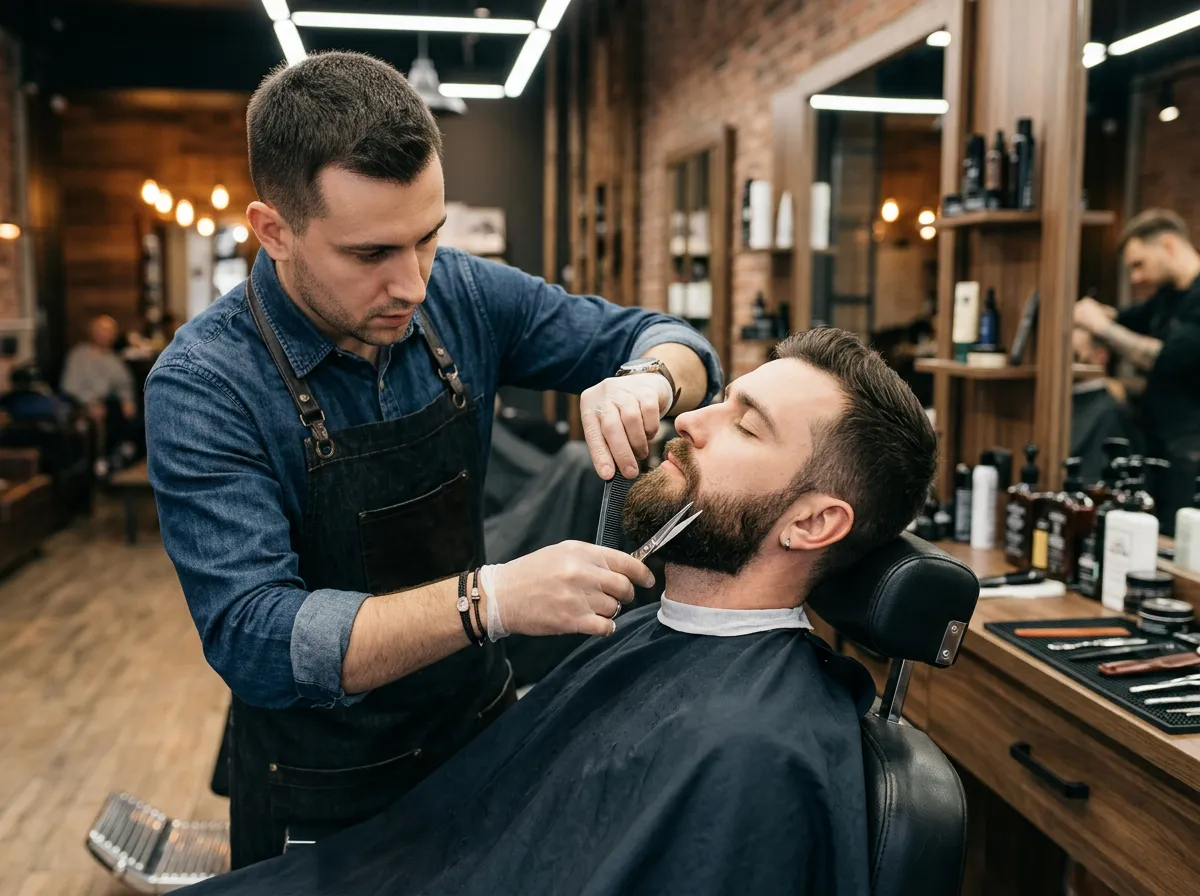 Man getting a beard trim