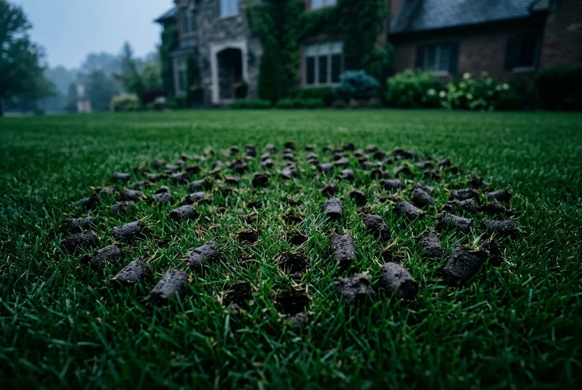 Lush residential lawn with professional core aeration treatment