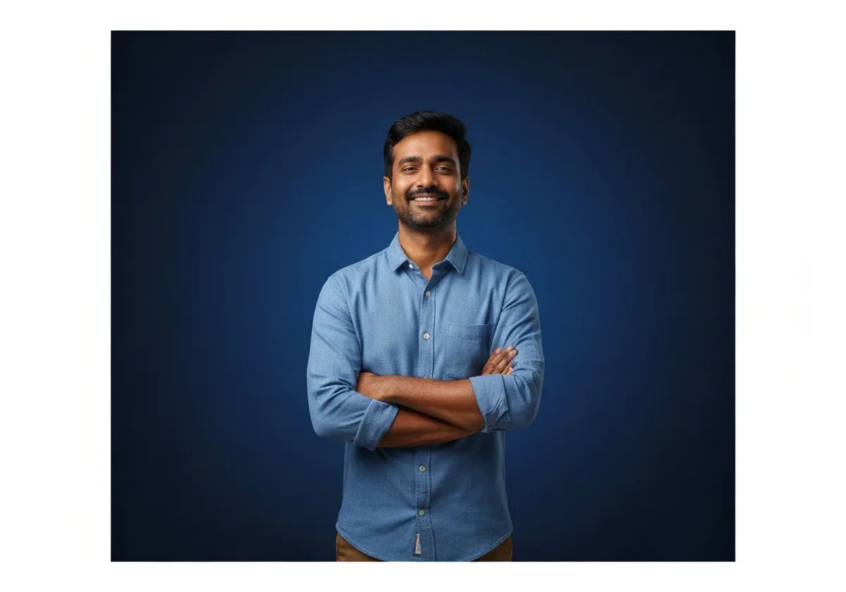 Indian father showing financial confidence and relief
