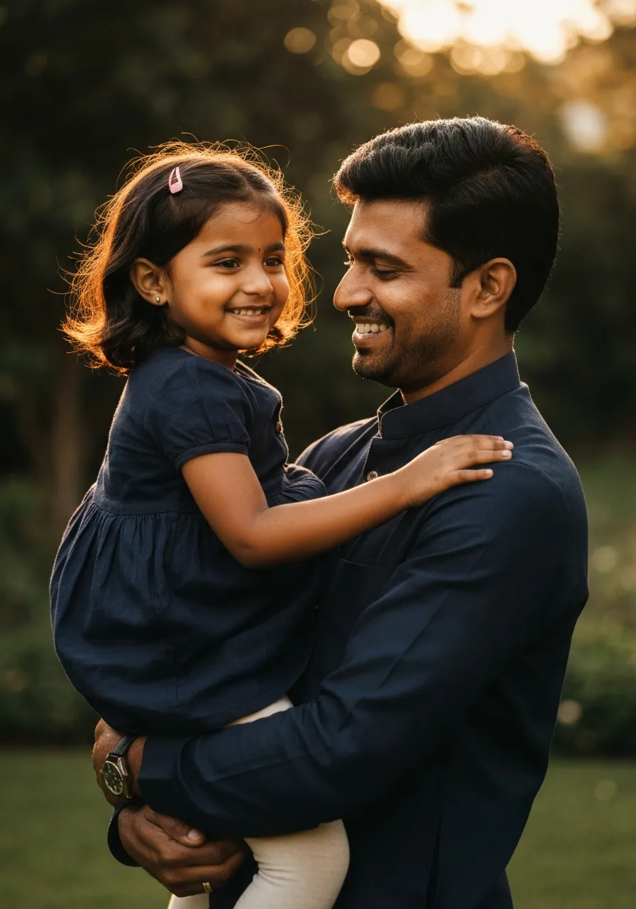 Father and daughter sharing a touching moment, emotional connection