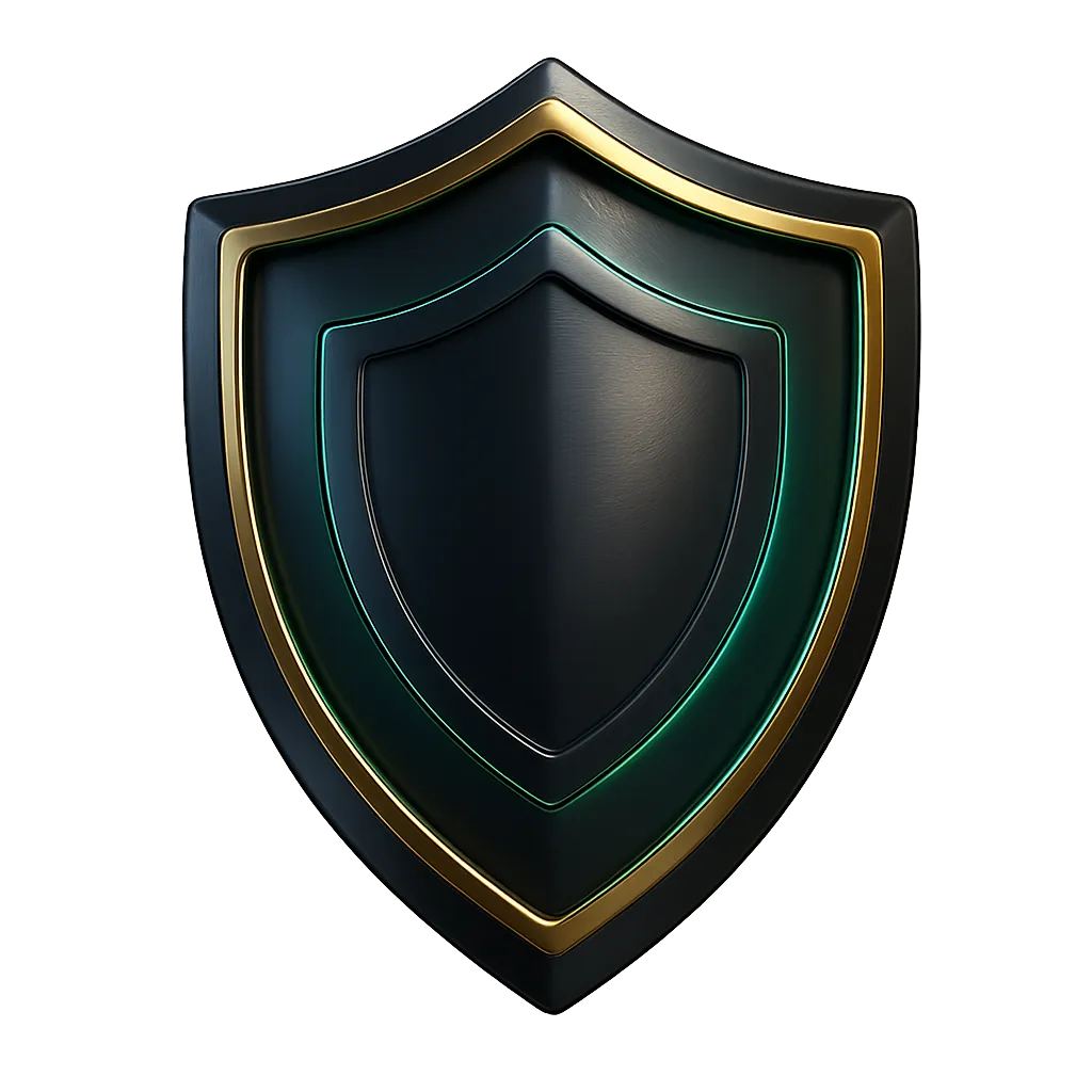 Premium shield emblem representing data security and legacy protection