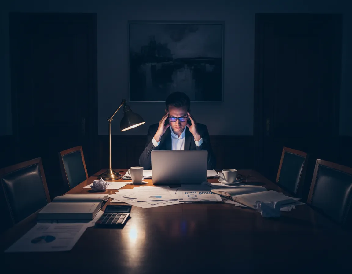 Advisor doing late night planning
