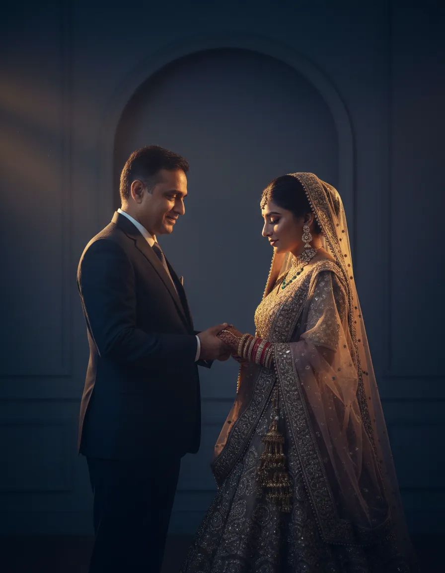 Father and daughter emotional wedding moment