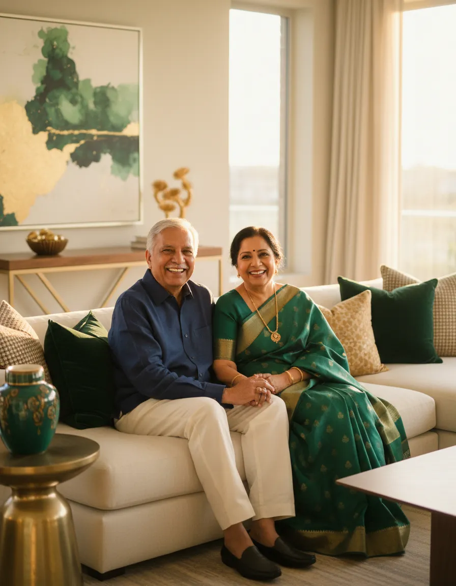 Happy retired couple enjoying life securely