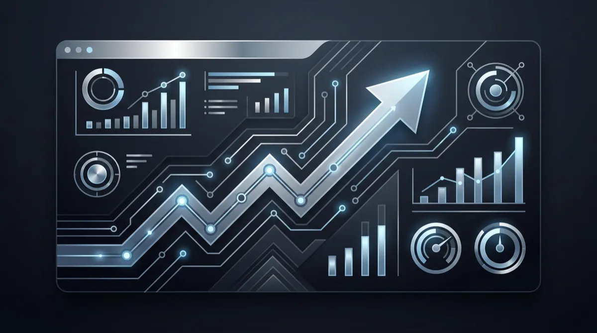 Friendly tech dashboard illustration implying business growth through automation