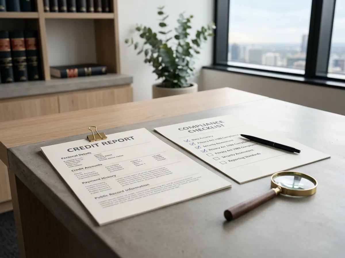 Credit report compliance checklist on a desk