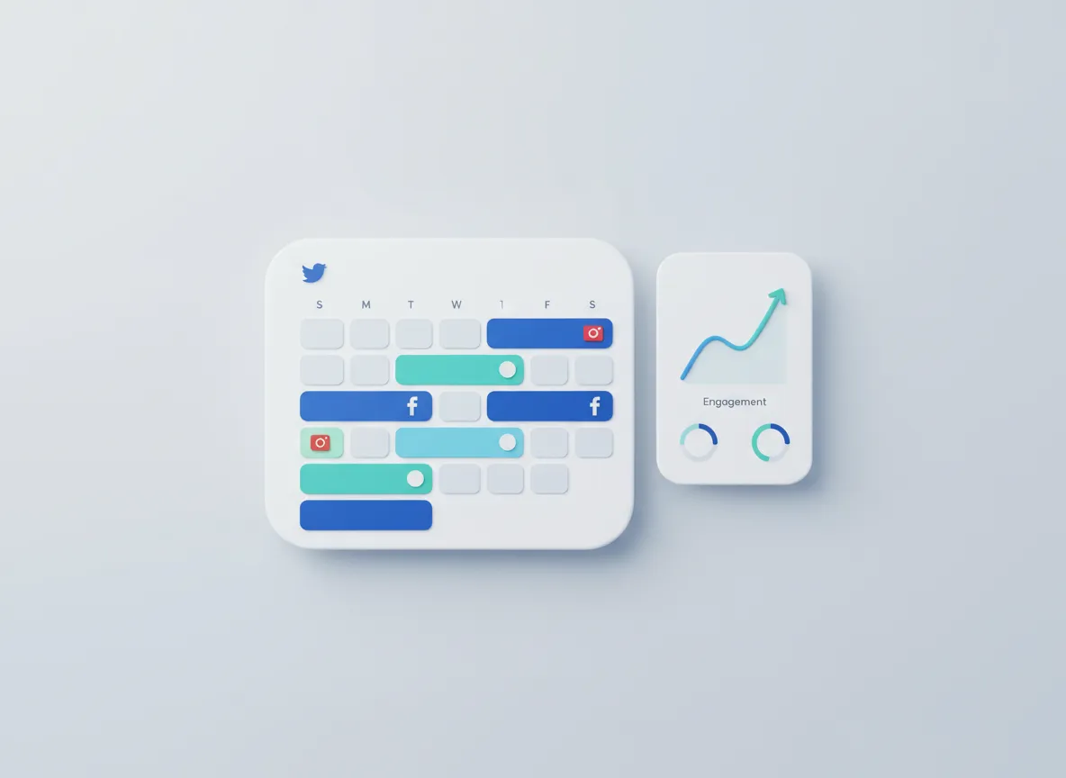 Samchel AI social media scheduling and multi-platform posting dashboard mockup