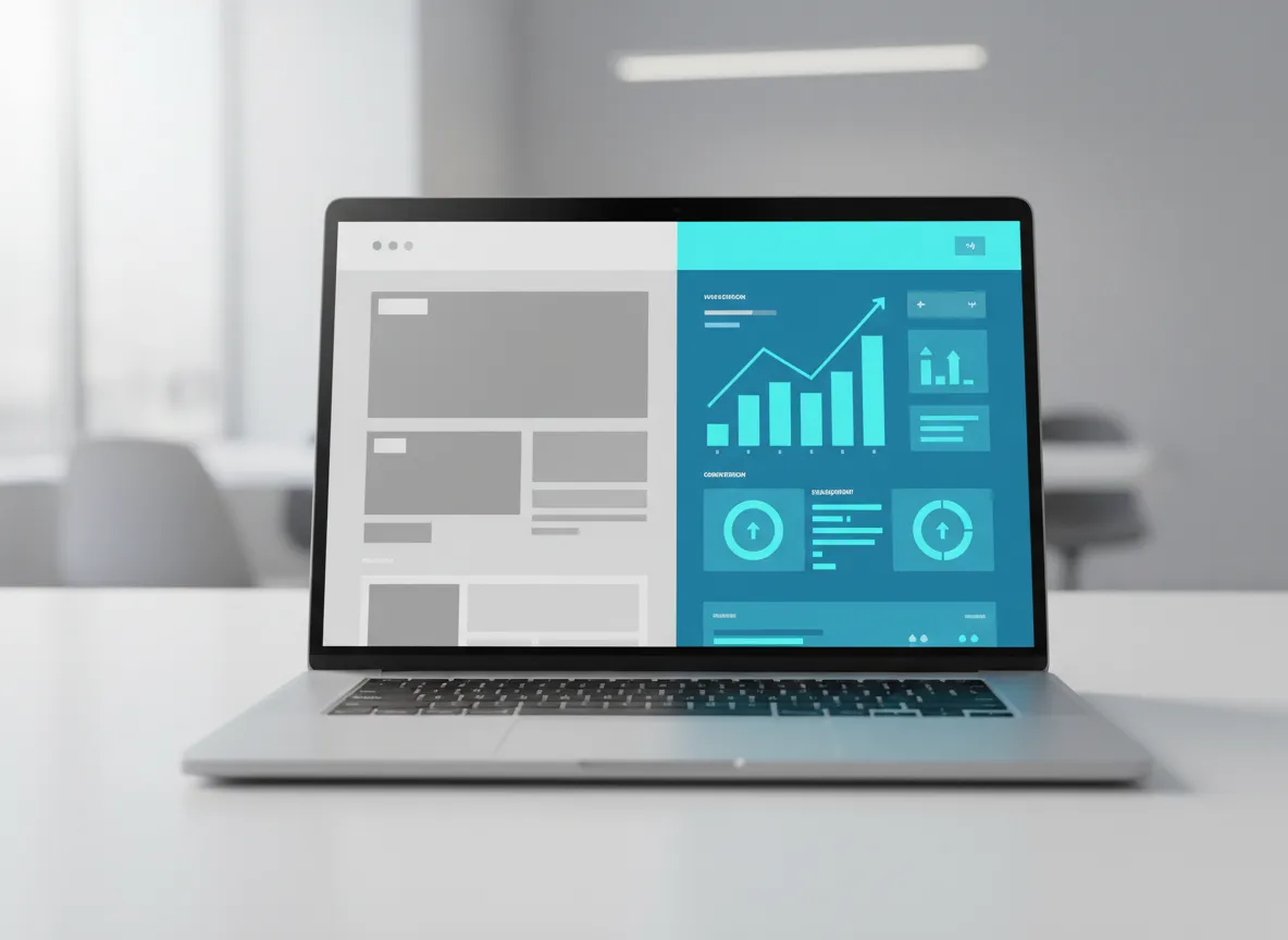 Before and after smart website conversion analytics comparison