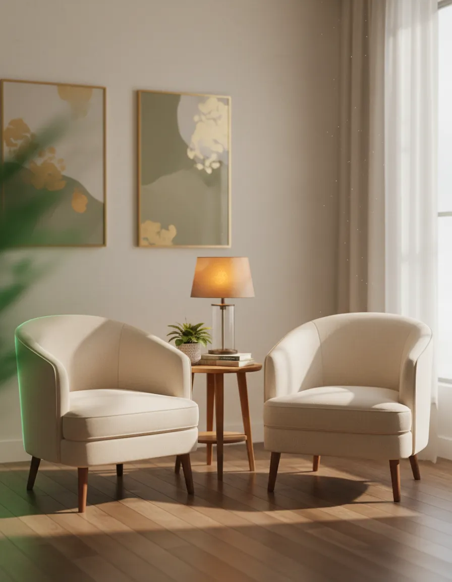 Therapy waiting room with two chairs