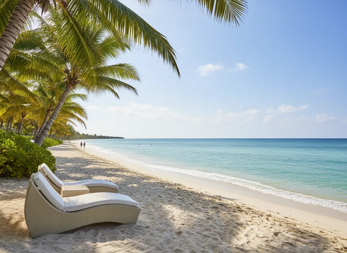 Tropical beach with clear water in spring
