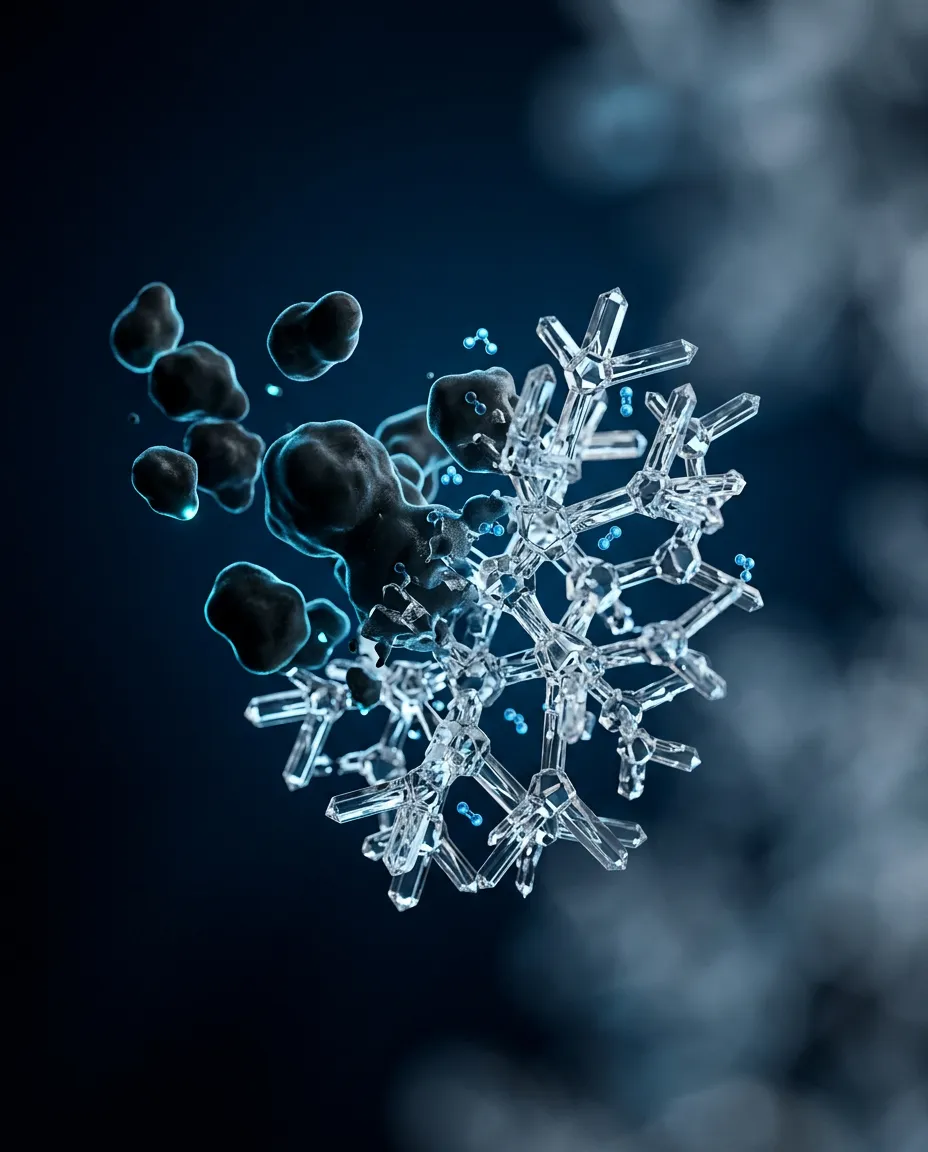 Microscopic clean air particles and pure oxygenation crystal structure
